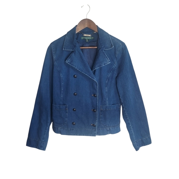 Ralph Lauren Jackets & Blazers - Vintage 90's Ralph Lauren Double-Breasted Denim Jacket Blazer